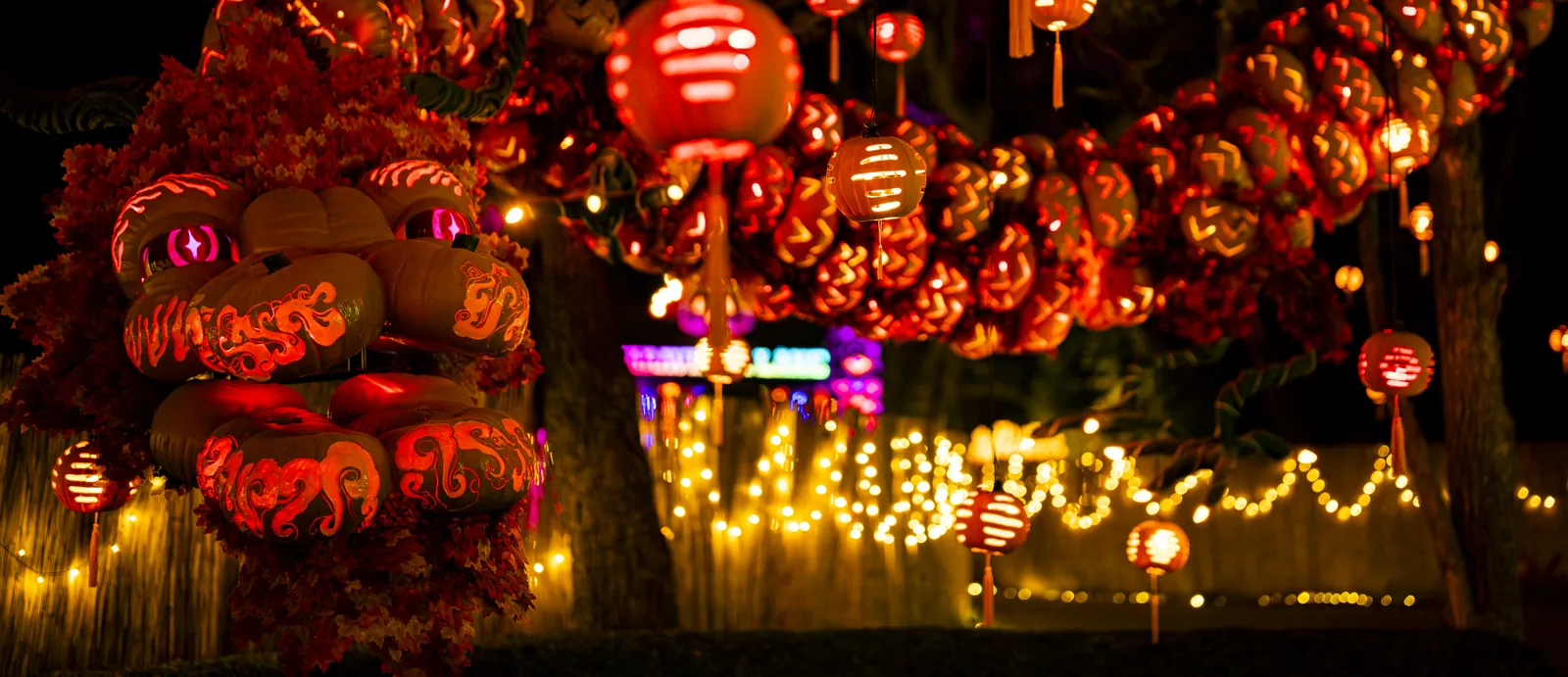 The Forbidden City dragon beneath a canopy of red lanterns